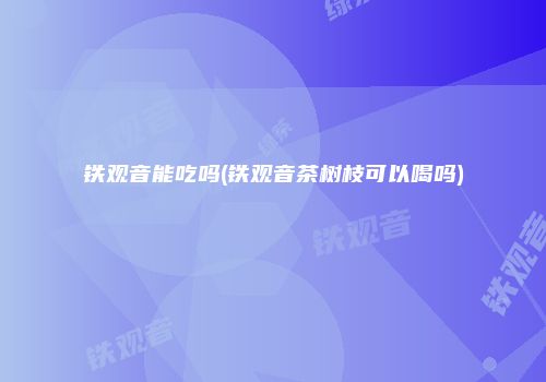 铁观音能吃吗(铁观音茶树枝可以喝吗)