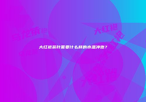 大红袍茶叶需要什么样的水温冲泡？