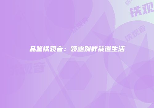 品鉴铁观音：领略别样茶道生活