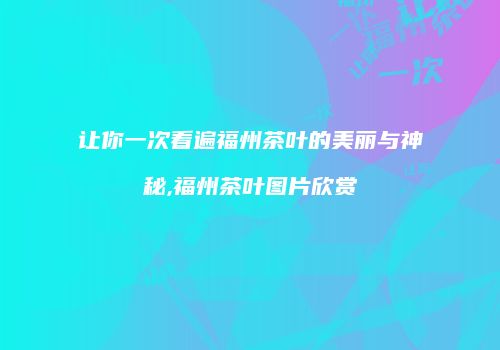 让你一次看遍福州茶叶的美丽与神秘,福州茶叶图片欣赏
