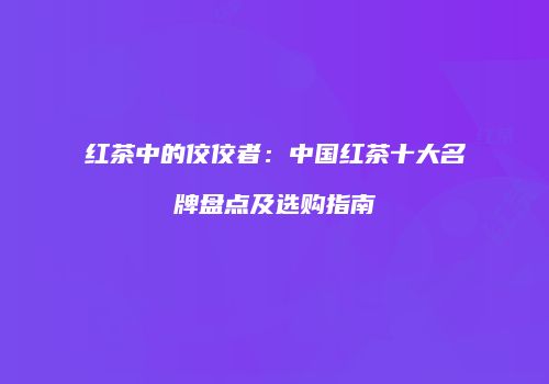 红茶中的佼佼者：中国红茶十大名牌盘点及选购指南