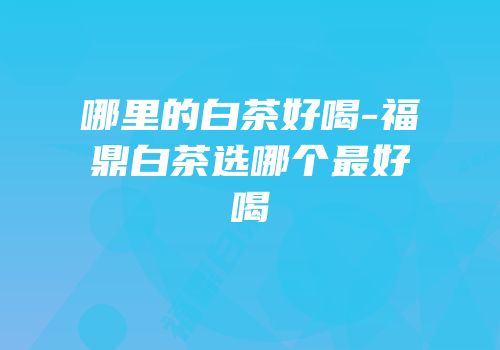 哪里的白茶好喝-福鼎白茶选哪个最好喝