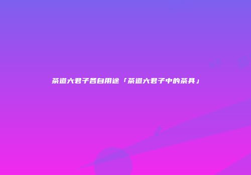 茶道六君子各自用途「茶道六君子中的茶具」