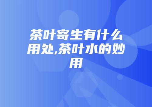 茶叶寄生有什么用处,茶叶水的妙用