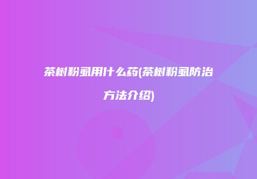 茶树粉虱用什么药(茶树粉虱防治方法介绍)