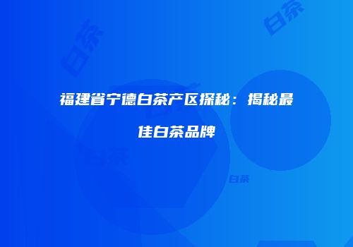 福建省宁德白茶产区探秘：揭秘最佳白茶品牌