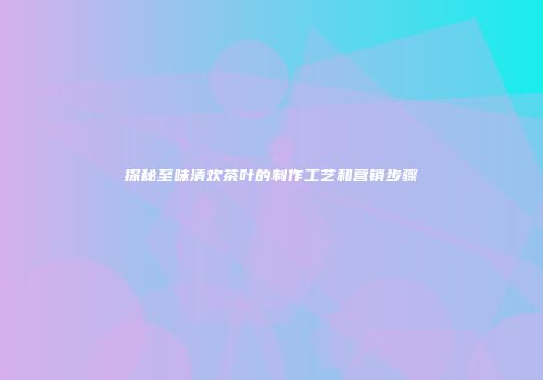 探秘至味清欢茶叶的制作工艺和营销步骤