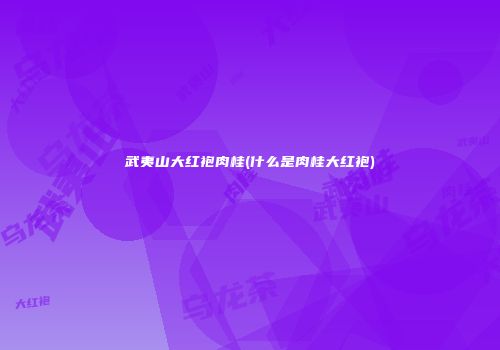 武夷山大红袍肉桂(什么是肉桂大红袍)