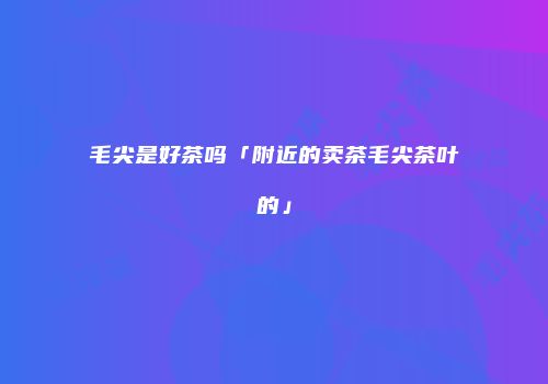 毛尖是好茶吗「附近的卖茶毛尖茶叶的」