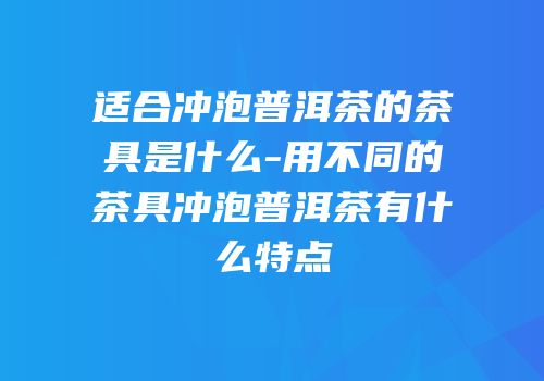 适合冲泡普洱茶的茶具是什么-用不同的茶具冲泡普洱茶有什么特点