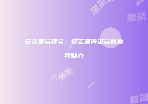 云南黑茶瑰宝：将军源普洱茶的独特魅力