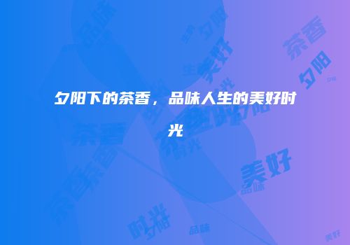 夕阳下的茶香，品味人生的美好时光