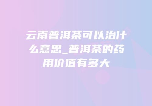 云南普洱茶可以治什么意思_普洱茶的药用价值有多大