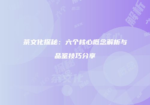 茶文化探秘：六个核心概念解析与品鉴技巧分享