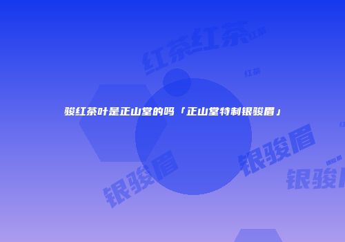 骏红茶叶是正山堂的吗「正山堂特制银骏眉」