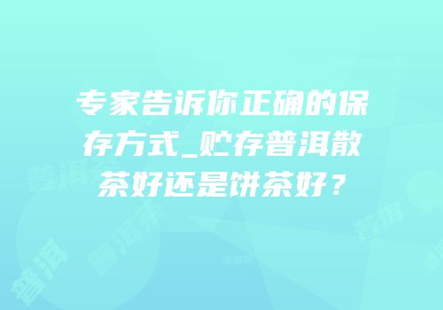 专家告诉你正确的保存方式_贮存普洱散茶好还是饼茶好？