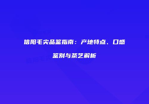 信阳毛尖品鉴指南：产地特点、口感鉴别与茶艺解析