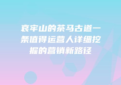 哀牢山的茶马古道一条值得运营人详细挖掘的营销新路径
