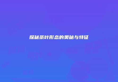 探秘茶叶形态的奥秘与特征