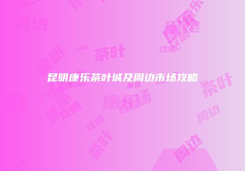 昆明康乐茶叶城及周边市场攻略