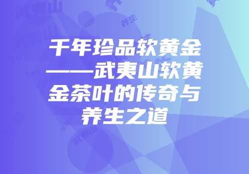 千年珍品软黄金——武夷山软黄金茶叶的传奇与养生之道