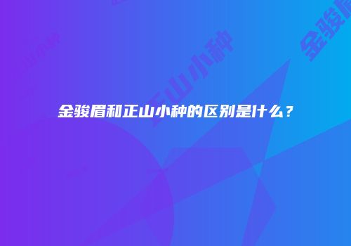 金骏眉和正山小种的区别是什么？