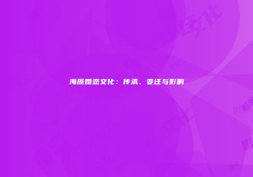 海原婚恋文化：传承、变迁与影响