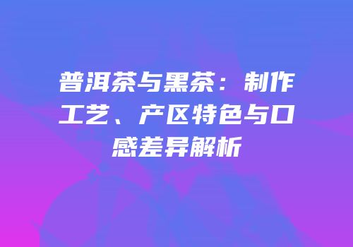普洱茶与黑茶：制作工艺、产区特色与口感差异解析