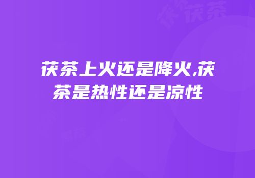茯茶上火还是降火,茯茶是热性还是凉性