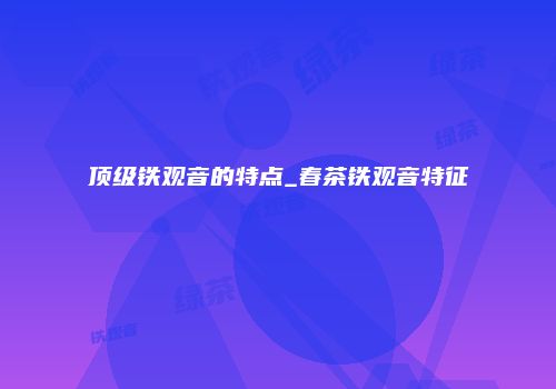 顶级铁观音的特点_春茶铁观音特征