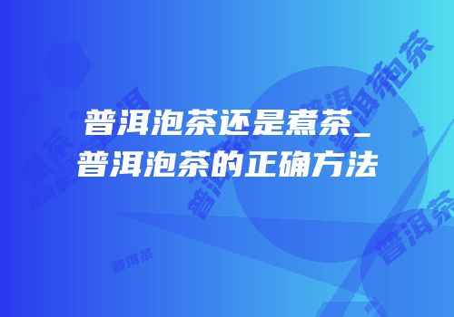 普洱泡茶还是煮茶_普洱泡茶的正确方法