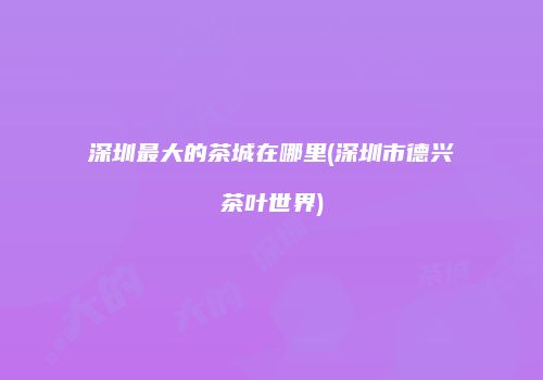 深圳最大的茶城在哪里(深圳市德兴茶叶世界)
