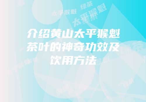 介绍黄山太平猴魁茶叶的神奇功效及饮用方法