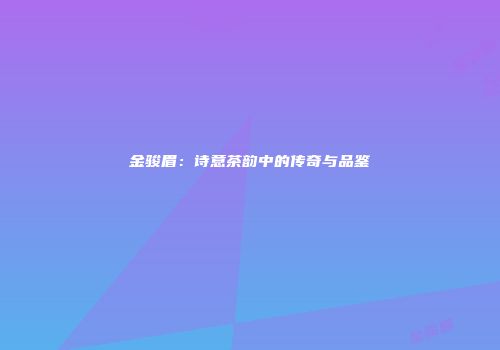 金骏眉：诗意茶韵中的传奇与品鉴
