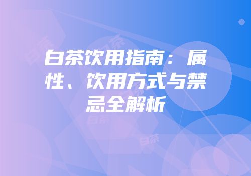 白茶饮用指南：属性、饮用方式与禁忌全解析