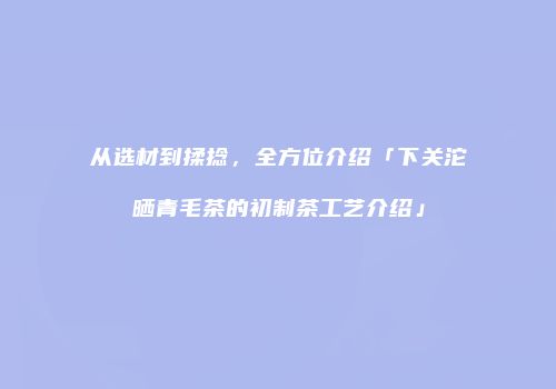 从选材到揉捻，全方位介绍「下关沱晒青毛茶的初制茶工艺介绍」