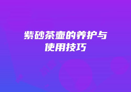 紫砂茶壶的养护与使用技巧