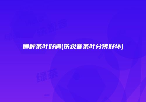 哪种茶叶好喝(铁观音茶叶分辨好坏)