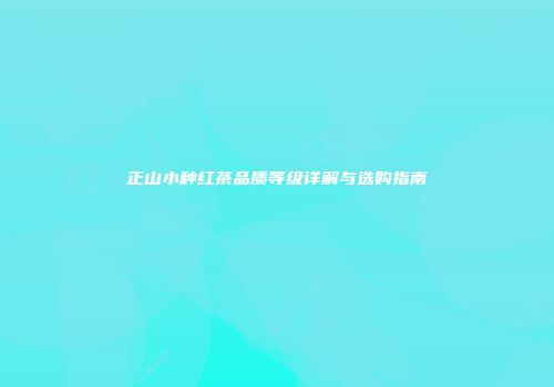 正山小种红茶品质等级详解与选购指南