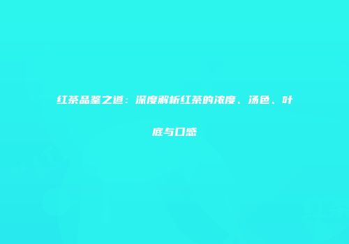 红茶品鉴之道：深度解析红茶的浓度、汤色、叶底与口感
