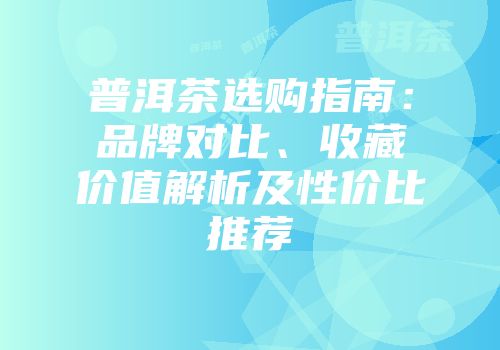 普洱茶选购指南：品牌对比、收藏价值解析及性价比推荐
