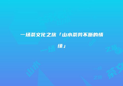 一场茶文化之旅「山水茶剪不断的情缘」