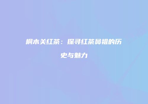 桐木关红茶：探寻红茶鼻祖的历史与魅力