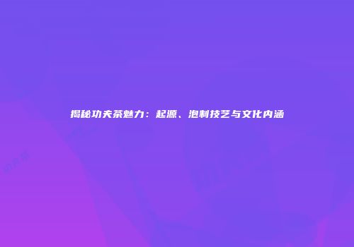 揭秘功夫茶魅力：起源、泡制技艺与文化内涵