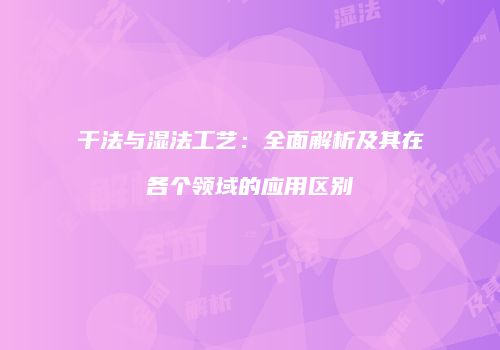 干法与湿法工艺：全面解析及其在各个领域的应用区别