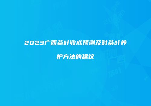 2023广西茶叶收成预测及对茶叶养护方法的建议