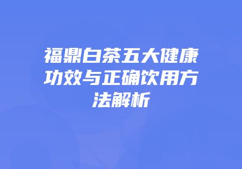 福鼎白茶五大健康功效与正确饮用方法解析