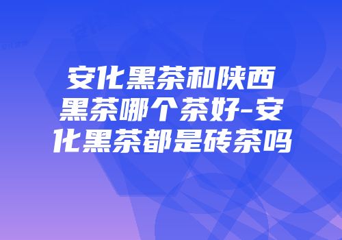 安化黑茶和陕西黑茶哪个茶好-安化黑茶都是砖茶吗
