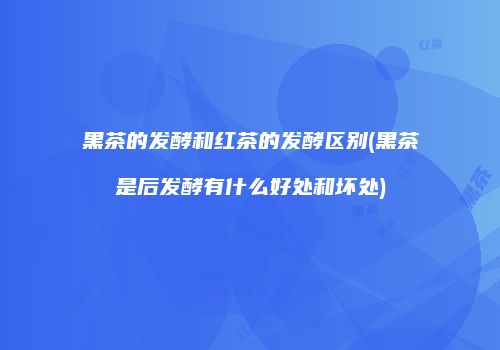 黑茶的发酵和红茶的发酵区别(黑茶是后发酵有什么好处和坏处)