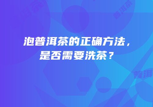 泡普洱茶的正确方法，是否需要洗茶？